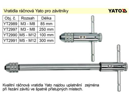 YT-2997_Vratidlo závitové ráčnové Yato délka 250mm pro závitníky M3-M8