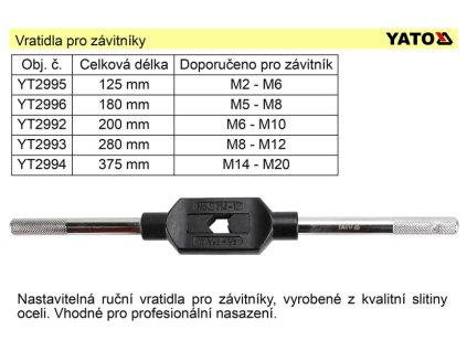YT-2994_Vratidlo pro závitníky M5-M20  délka 375m
