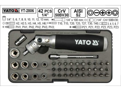 YT-2806_YATO Gola sada 42 dílů 1/4" YT-2806