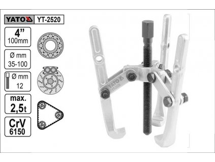 YT-2520_Stahovák  YATO 3-ramenný šíře ramen 100mm délka 100mm