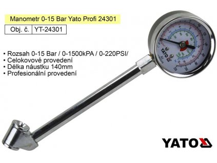 YT-24301_Manometr 0-15 Bar Yato Profi 24301