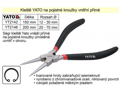 YT-2146_Kleště  YATO na pojistné kroužky 200 mm vnitřní přímé