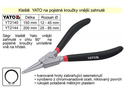 YT-2144_Kleště  YATO na pojistné kroužky 200 mm vnější přímé