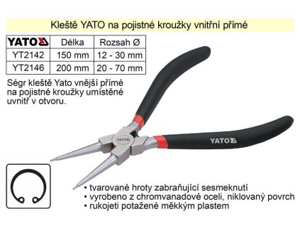 YT-2142_Kleště  YATO na pojistné kroužky 150 mm vnitřní přímé