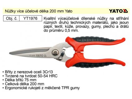 YT-1976_Nůžky více účelové délka 200 mm Yato