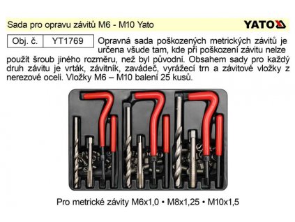 YT-1769_Sada pro opravu závitů M6 - M10 Yato