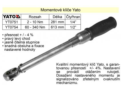 YT-0754_Momentový klíč ohybový  60 - 340 Nm 1/2"  Yato