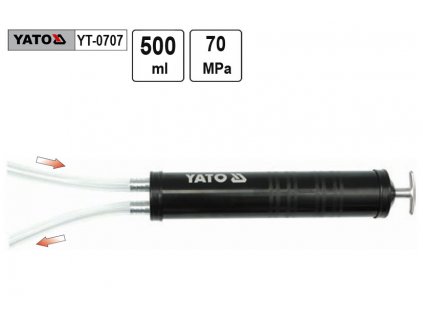YT-0707_Pumpa olejová injekční YATO, 500ml, se dvěma hadičkami