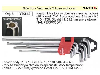 YT-0512_Klíče torx Yato zahnuté sada 9 kusů délka 90-200mm