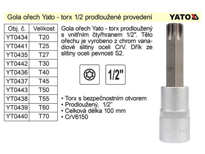 YT-04327_Gola ořech torx 1/2" prodloužený T55