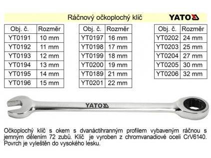 YT-0206_YATO Ráčnový klíč očkoplochý 32mm