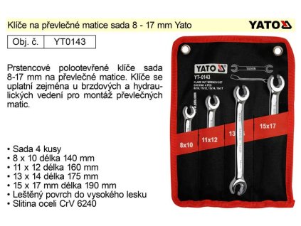YT-0143_Klíče na převlečné matice sada 8 - 17 mm Yato