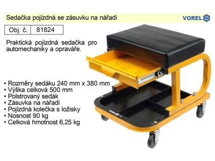 TO-81824_Sedačka pojízdná se zásuvku na nářadí