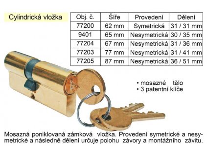 TO-77204_Cylindrická vložka 67 mm nesymetrická 31 / 36 mm