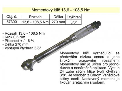 TO-57300_Momentový klíč ohybový  13,6 - 108,5 Nm 3/8""