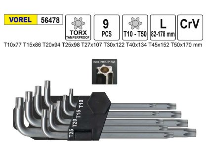 TO-56478_Klíče Torx zahnuté  T10 - T50