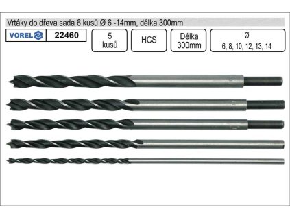 TO-22460_Vrtáky do dřeva sada 6 kusů 6-14mm délka 300mm
