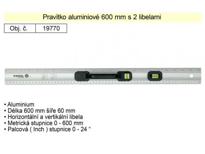 TO-19770_Pravítko aluminiové 600mm s 2 libelami