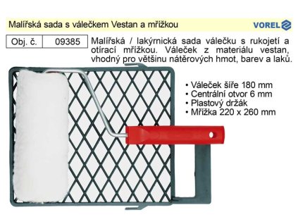TO-09385_Malířská sada s válečkem Vestan 180 mm a mřížkou