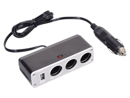 AT-07416_Roztrojka do zásuvky automobilu s USB 5V/1000mA
