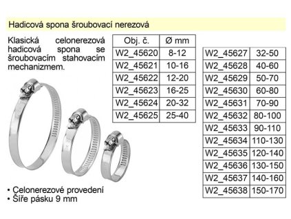 W2_45622_Hadicová spona šroubovací nerezová  12-20 mm