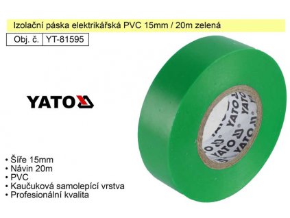 YT-81595_Izolační páska elektrikářská PVC 15mm / 20m zelená