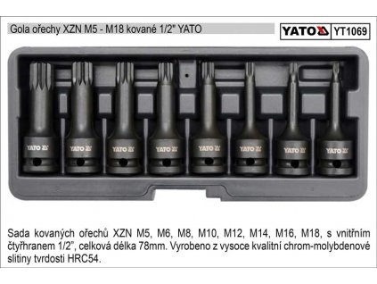 YT-1069_YATO Zástrčné hlavice XZN M5-M18 gola ořechy sada 8 kusů kované
