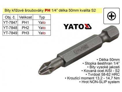 YT-7848_Bit křížový šroubovák PH2x50mm 1/4" Yato