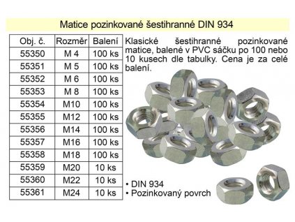 55352_Matice šestihranná M 6 pozinovaná balení 100 kusů