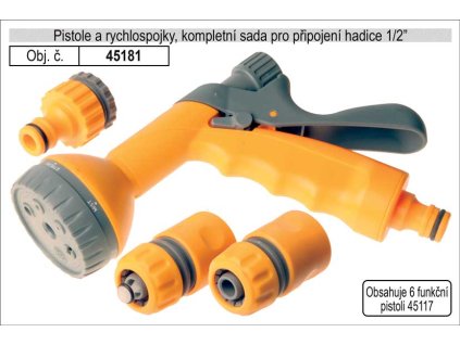45181_Rozstřikovač 6 fukční a rychlospojky kompletní sada pro zahradní hadici 1/2"