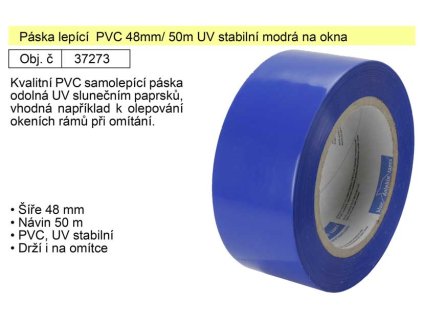 37273_Páska lepící  PVC 48mm/ 50m UV stabilní modrá na okna