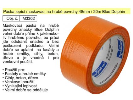 37270_Páska lepící maskovací na hrubé povrchy 48mm/20m oranžová Blue Dolphin