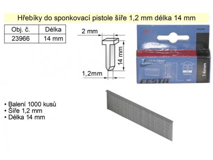 23966_Hřebíky do sponkovačky šíře 1,2 mm délka 14 mm balení 1000 kusů