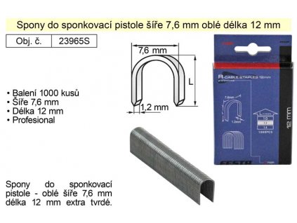 23965_Spony do sponkovačky oblé šíře 7,6 mm délka 12 mm balení 1000 kusů