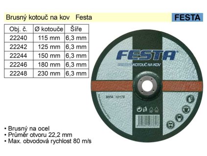 22242_Kotouč  brusný na ocel  Festa 125 x 6,4 mm