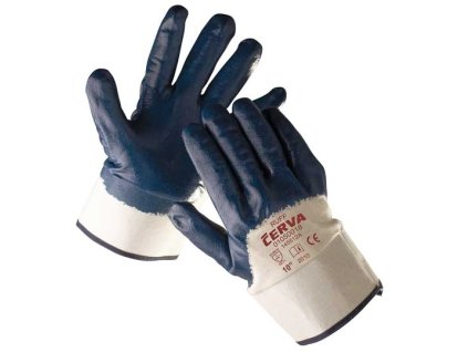 RUFF11_RUFF - rukavice z bavlněného úpletu s nitrilovou dlaní a tuhou manžetou - velikost 11