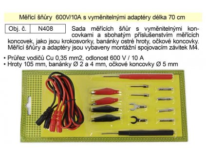 N408_Měřící šňůry  600V/10A s vyměnitelnými adaptéry