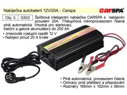 G502_Nabíječka autobaterií 12V/20A - Carspa