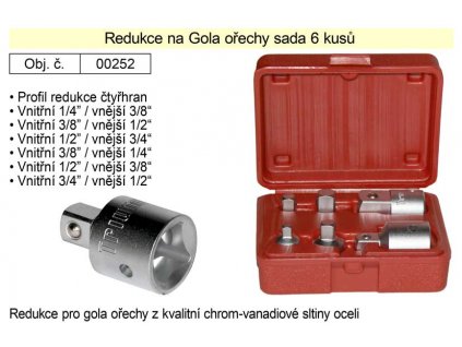 100-00252_Condor Redukce na Gola ořechy 1/4"-3/4" sada 6 kusů