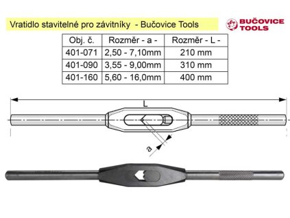 401-071_Vratidlo pro závitníky čtyřhran 2,5-7,1 mm Bučovice Tools