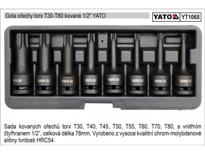 YT-1065_YATO Zástrčné hlavice TORX T30-T80 gola ořechy sada 8 kusů kované
