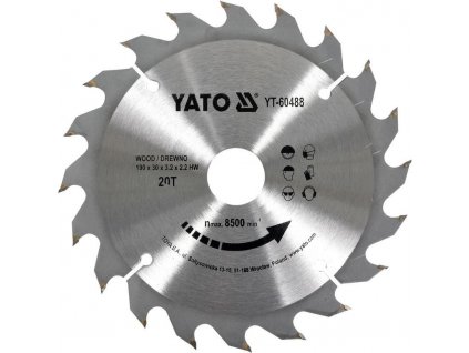 YT-60488_YATO Pilový kotouč na dřevo 190x30mm 20 zubů
