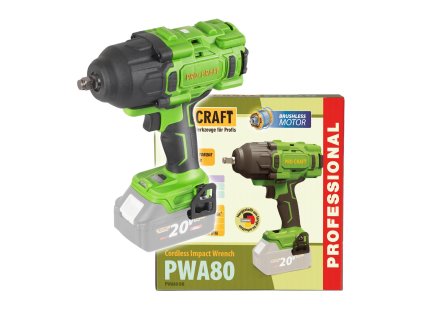 PWA80BB_PROCRAFT PWA80 Aku rázový utahovák 1/2" 20V 1600Nm, bezuhlíkový (bez baterie a nabíječky)