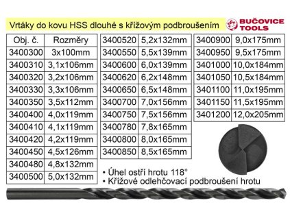 340RNHSS1000_Vrták do kovu HSS 10,0x184mm prodloužený