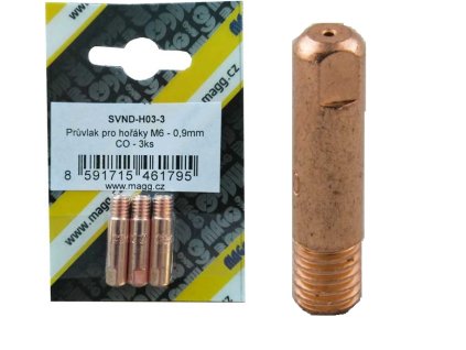 SVND-H03-3_Průvlak pro hořáky, závit M6 - 0,9 mm, 6x25mm, Cu, sada 3ks