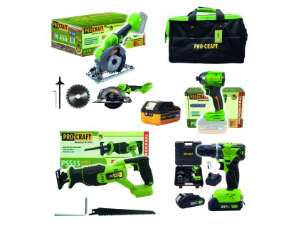 MAXISET3_Procraft aku sada nářadí 20V 6dílů 2 x baterie s nabíječkou