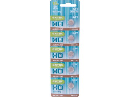 MA42055_EXTOL ENERGY baterie alkalické, 5ks, 1,5V (LR54, LR1130) 42055