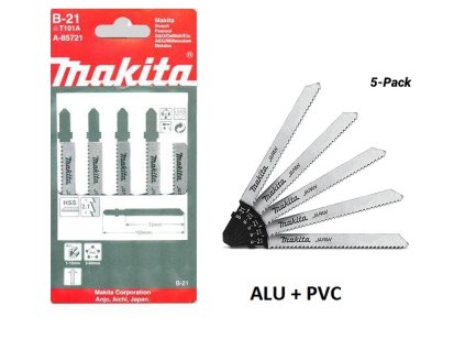 A-85721_MAKITA A-85721 Pilové plátky HSS B-21 do přípočaré pily na ALU hliník a PVC, sada 5 ks