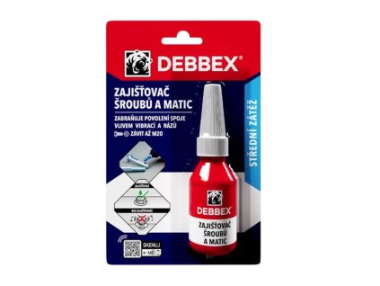 50705RL_DEBBEX Lepidlo na závity, zajišťovač šroubů a matic, středně pevné, 10ml