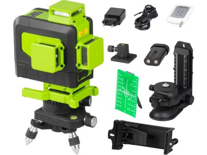 TR258200_STREND PRO 904DG Křížový laser 3D 360° zelený paprsek, samonivelační, 30/50m, dál. ovladač